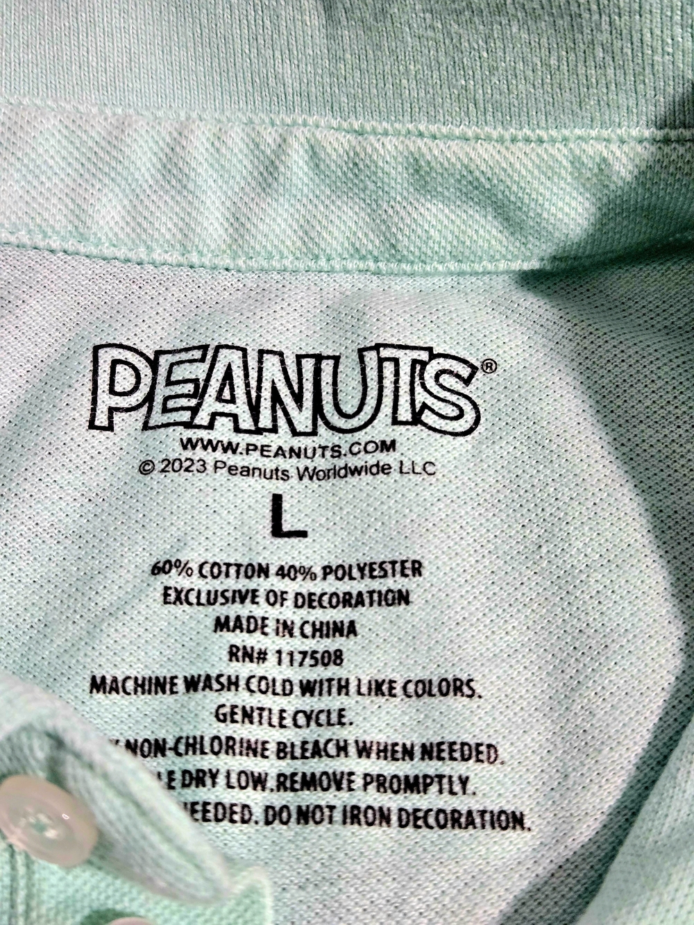 Peanuts Men's Mint Green Polo with Embroidered Golf Snoopy - Picture 6 of 9